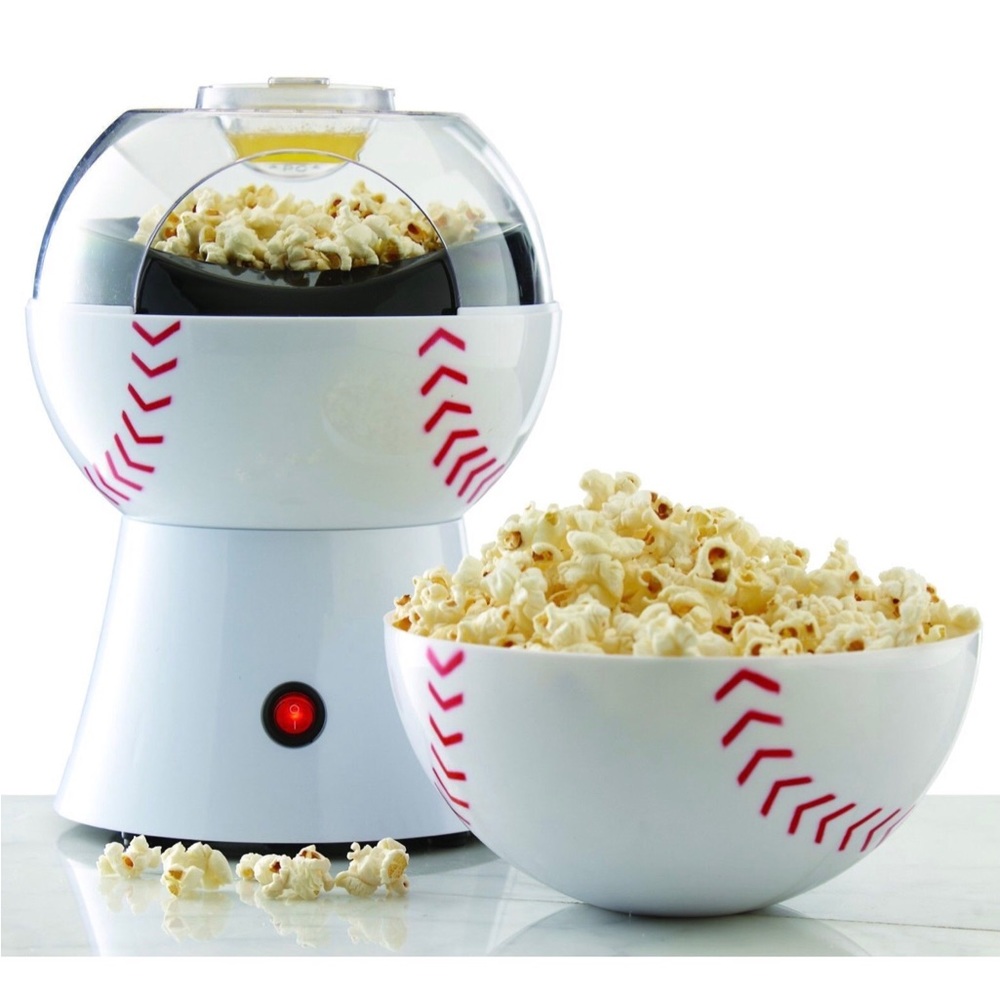 Baseball hot air popcorn maker with removable lid electric popper machine.